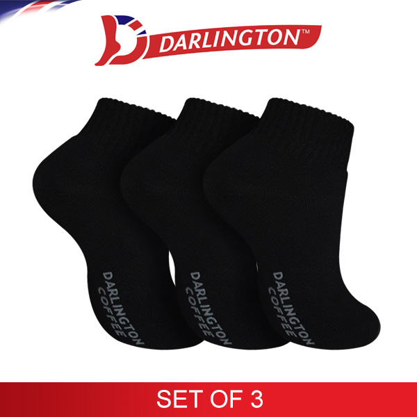 darlington men sports cotton coffee low cut socks 970266 black set of 3