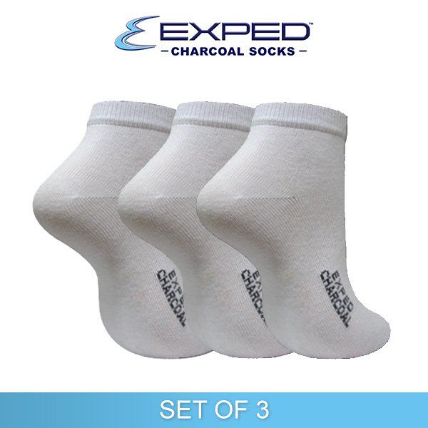 exped kids casual cotton charcoal anklet socks 370531 white set of 3