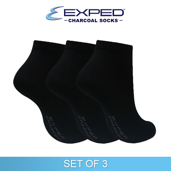 exped ladies casual cotton charcoal anklet socks t44352 black set of 3