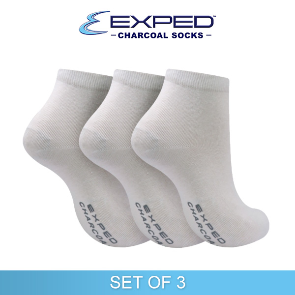 exped ladies casual cotton charcoal anklet socks t44352 white set of 3