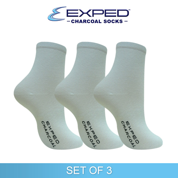 exped ladies casual cotton charcoal medium socks 440353 white set of 3
