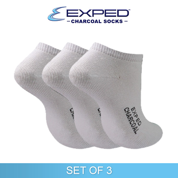 exped ladies sports thick cotton charcoal foot socks 4a0254 white set of 3