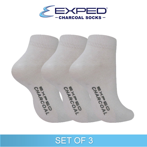 exped men casual cotton charcoal low cut socks 561266 white set of 3