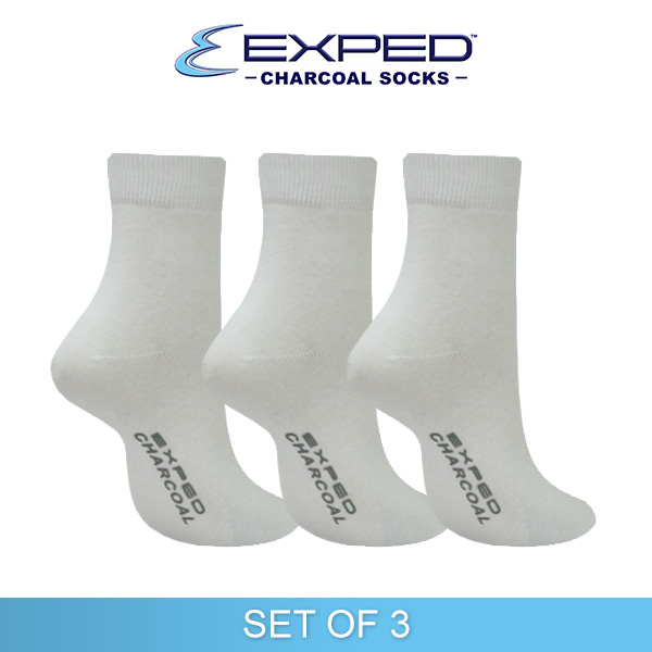 exped men casual cotton charcoal medium socks 540266 white set of 3