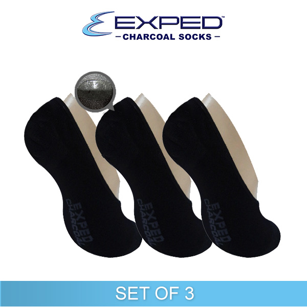 exped men sports thick cotton charcoal heel gel foot cover 540174 black set of 3