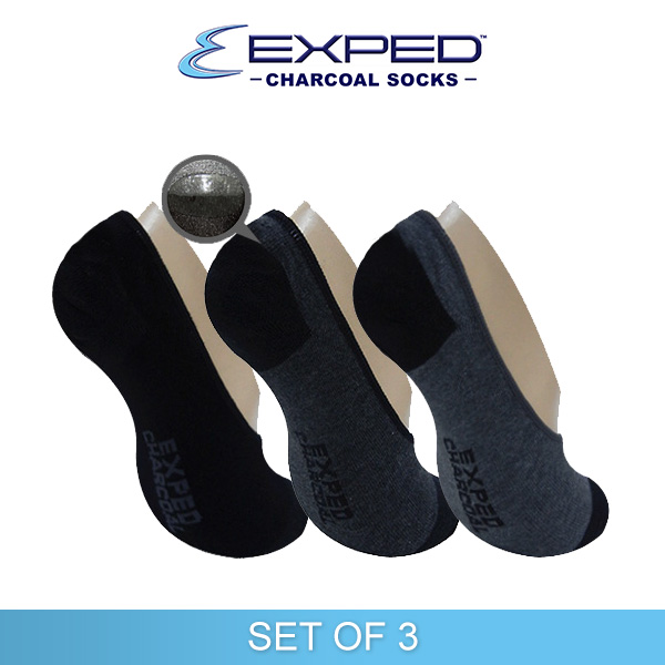 exped men sports thick cotton charcoal heel gel foot cover socks 540174 set of 3