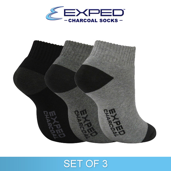 exped men sports thick cotton charcoal low cut socks 540167 set of 3