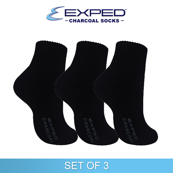 exped men sports thick cotton chracoal anklet socks 540368 black set of 3
