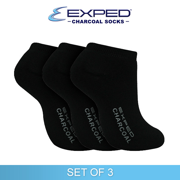 exped men sports thick cotton chracoal foot socks 540366 black set of 3