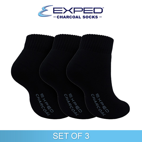 exped men sports thick cotton chracoal low cut socks 540367 black set of 3