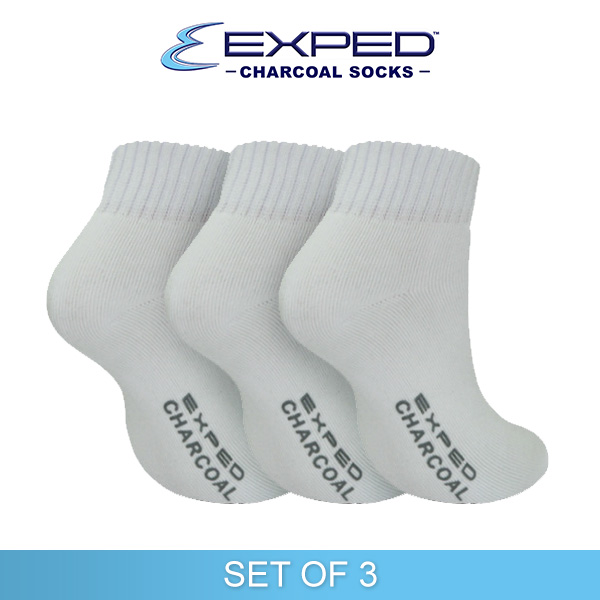 exped men sports thick cotton chracoal low cut socks 540367 white set of 3