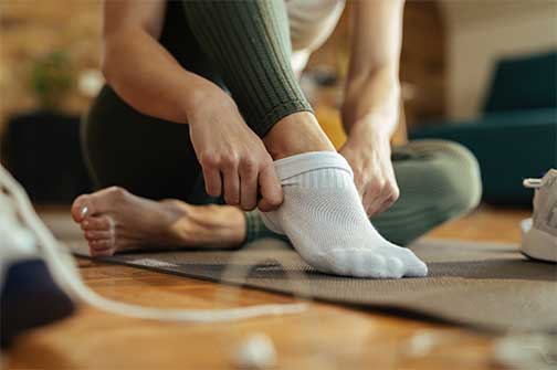 woman wearing socks