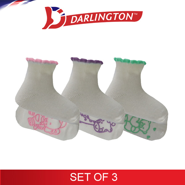 darlington babies basic cotton anti slip anklet socks 6a0793 set of 3