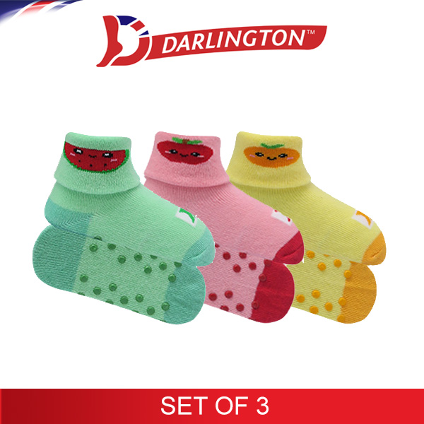 darlington babies fashion cotton anti slip anklet socks 6a1091 set of 3