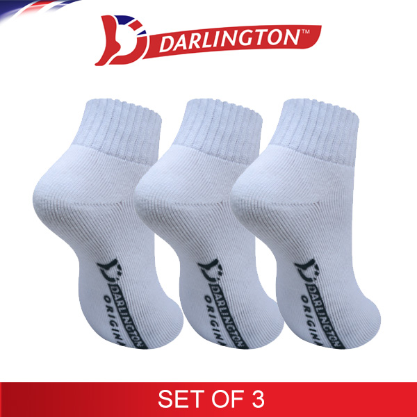 darlington kids sports thick cotton anklet socks 780832 white set of 3