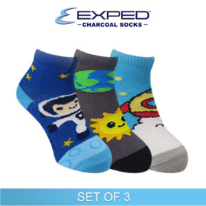 exped kids casual cotton charcoal anklet socks 3a1031 set of 3