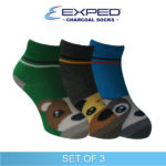 exped kids casual cotton charcoal anti slip anklet socks 3b0138 set of 3