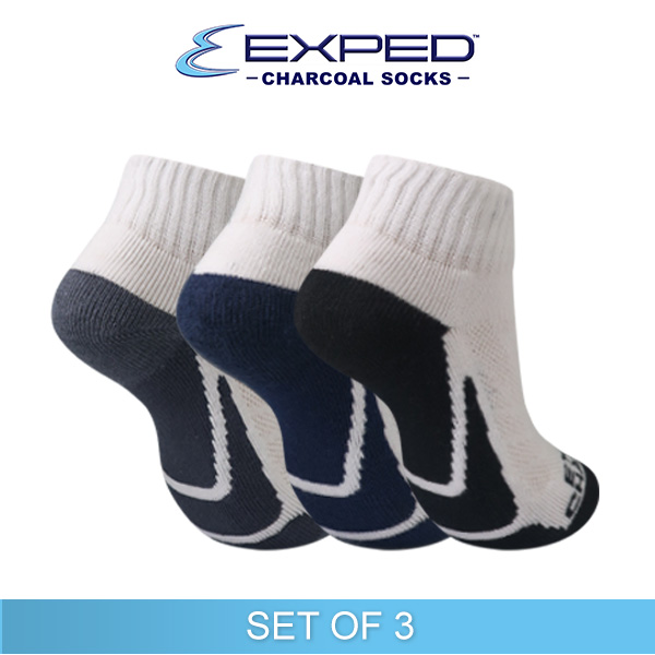 exped kids sports cotton charcoal anklet socks 3b0131 set of 3