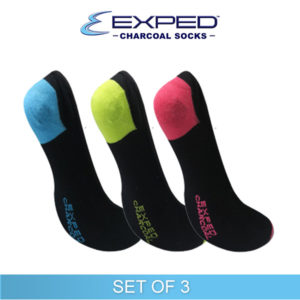 exped ladies casual cotton charcoal foot cover socks 440160 set of 3