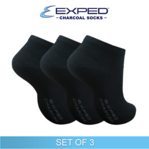 exped ladies casual cotton charcoal foot socks t44351 black set of 3