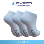 exped ladies casual cotton charcoal foot socks t44351 white set of 3