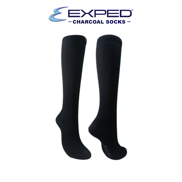 exped ladies casual cotton charcoal knee high socks t41121 black