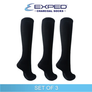 exped ladies casual cotton charcoal knee high socks t4121p black set of 3