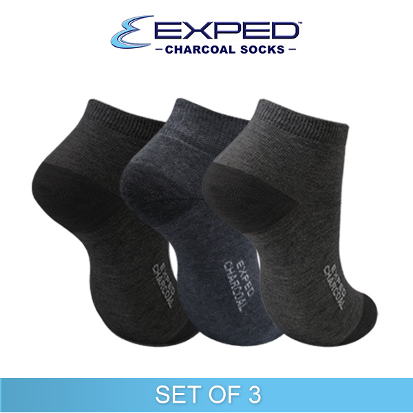 exped ladies casual cotton charcoal low cut socks 4a0252 set of 3