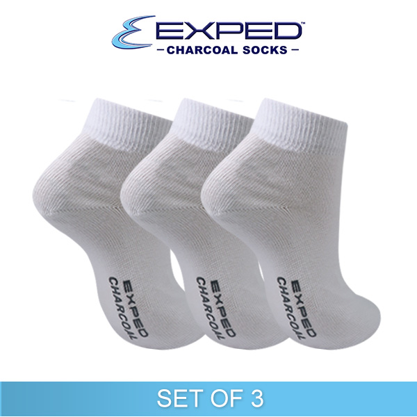 exped men casual cotton charcoal anklet socks 570767 white set of 3