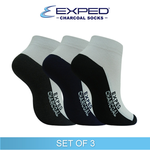 exped men casual cotton charcoal low cut 531273 set of 3
