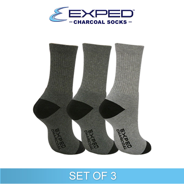 exped men sports thick cotton charcoal regular socks 540169 set of 3