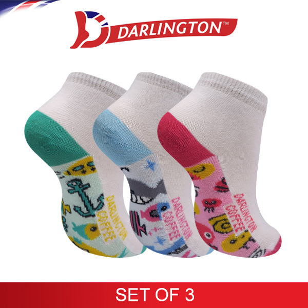 darlington kids casual cotton coffee anklet socks 7a1077 set of 3