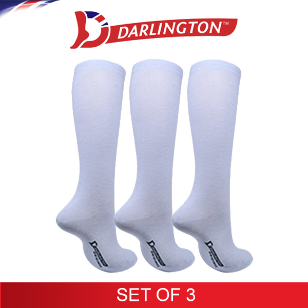 darlington kids casual cotton knee high socks 780936 white set of 3