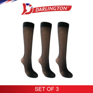 darlington ladies stockings nylon knee high kh101p black set of 3