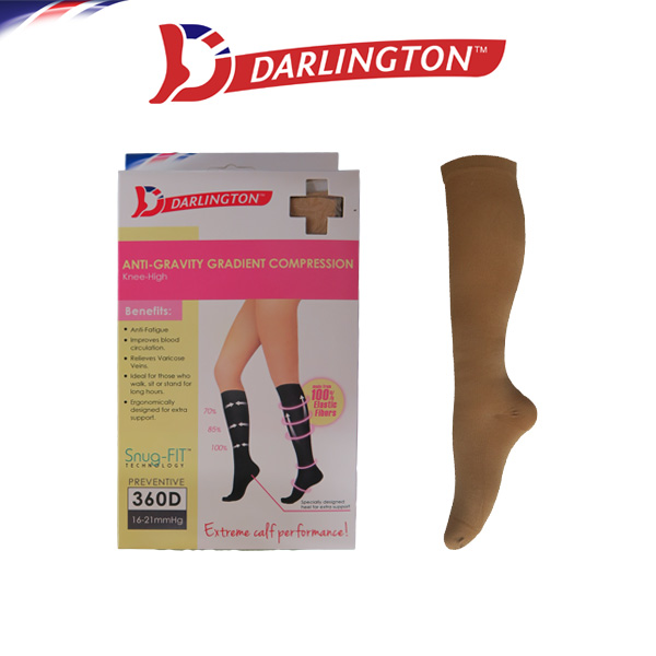 darlington ladies stockings compression knee high kh1007 skintone