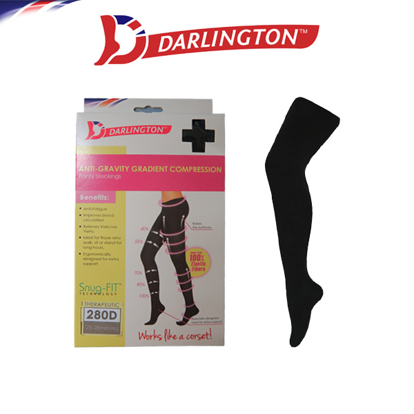 darlington ladies stockings compression panty hose ph9380 black