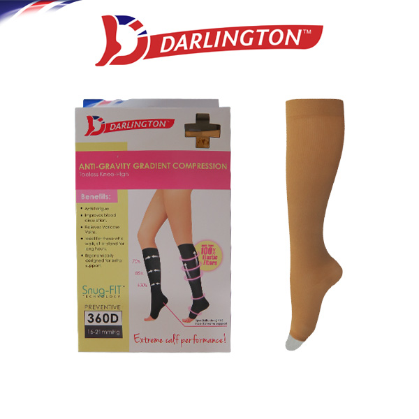 darlington ladies stockings compression toeless knee high kh2207 skintone