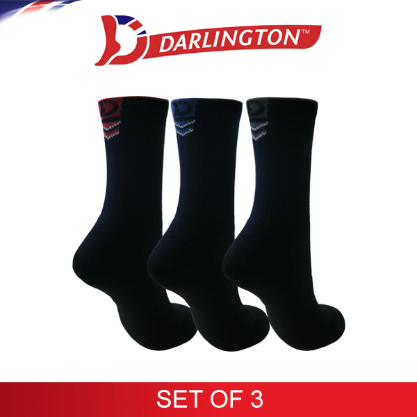 darlington men sports cotton regular socks 9c0967 tango red bright cobalt steel gray set of 3