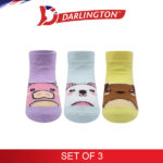 darlington babies fashion cotton garterless anklet socks 6a0995 set of 3