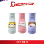 darlington babies fashion cotton garterless anklet socks 6b0396 set of 3