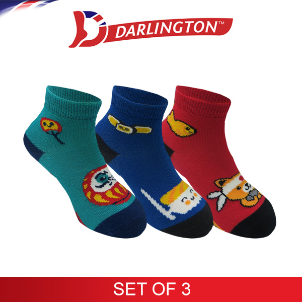 darlington kids fashion cotton anklet socks 7c1231 set of 3