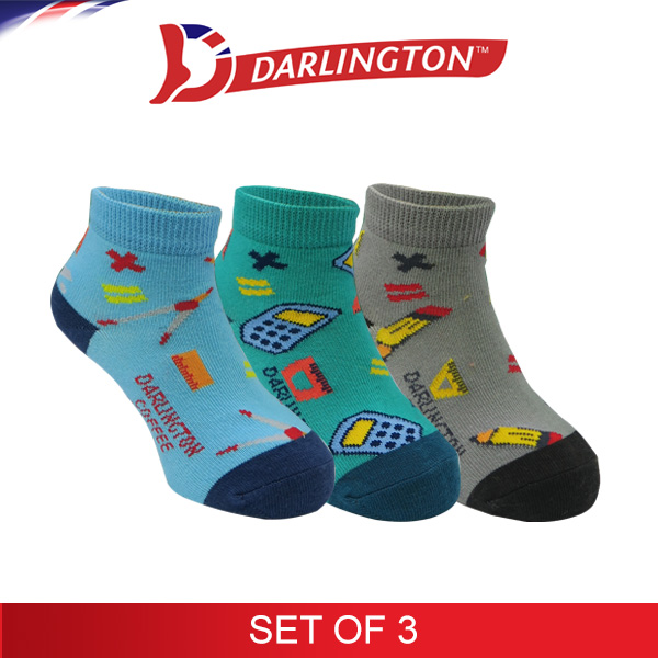 darlington kids fashion cotton coffee anklet socks 7d0132 set of 3