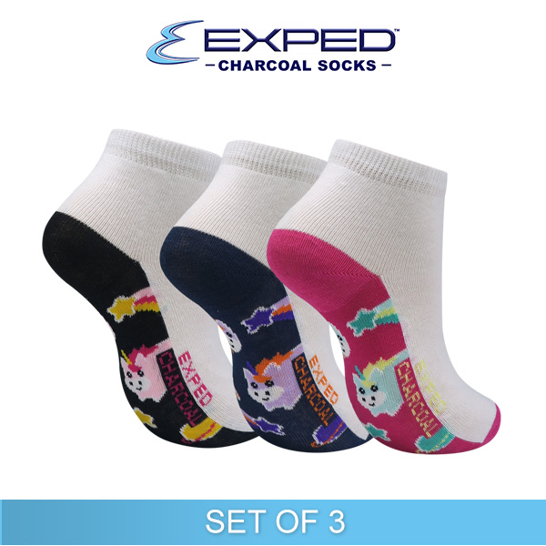 exped kids casual cotton charcoal anklet socks 3d0376 set of 3