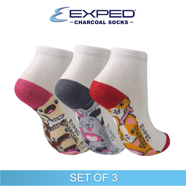 exped kids casual cotton charcoal anklet socks 3d0377 set of 3