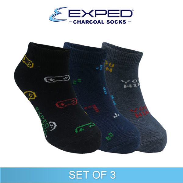 exped kids fashion cotton charcoal anklet socks 3d0331 set of 3