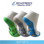 exped kids casual cotton charcoal anklet socks 3d0531 set of 3