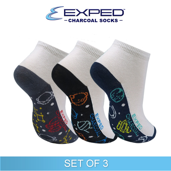 exped kids casual cotton charcoal anklet socks 3d0532 set of 3