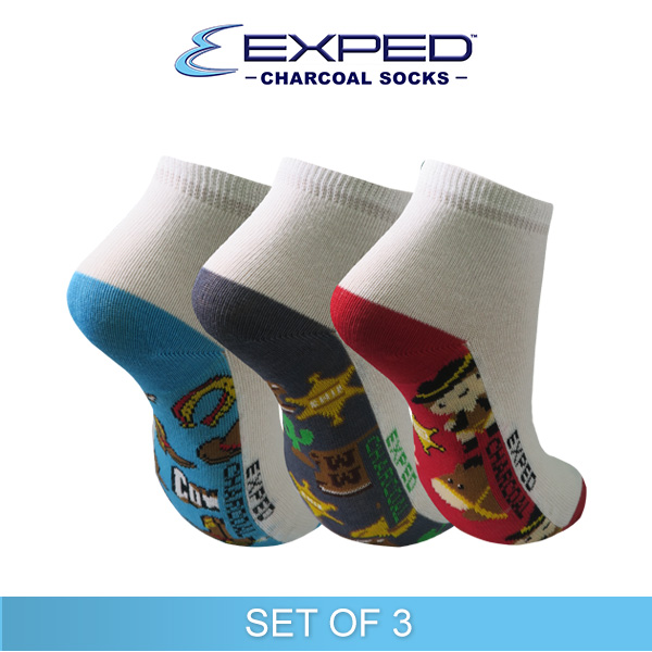 exped kids casual cotton charcoal anklet socks 3d0533 set of 3
