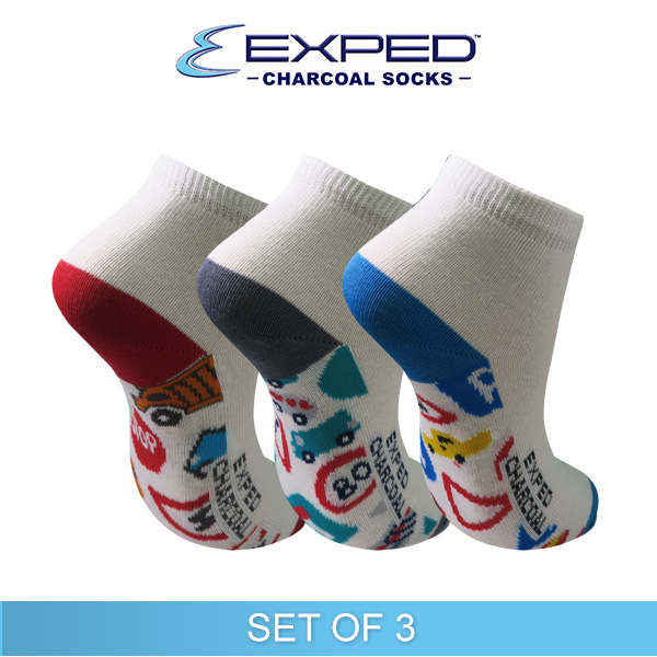 exped kids casual cotton charcoal anklet socks 3d0534 set of 3