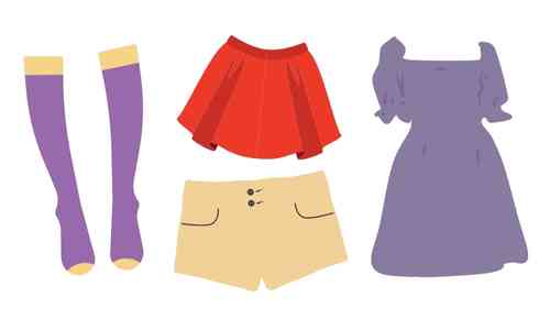 skirts, dress, and shorts